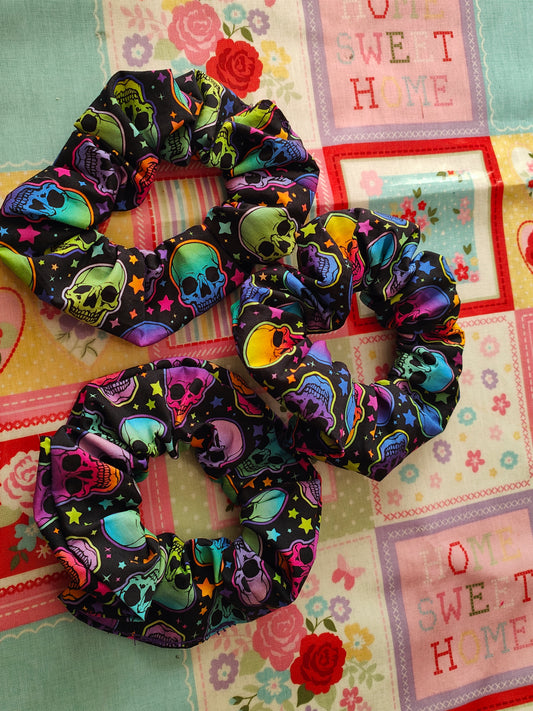 Rainbow Skulls Scrunchie