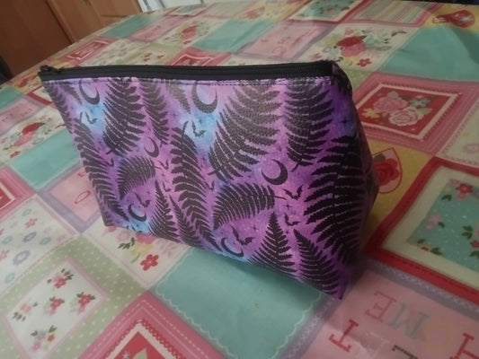 Purple Fern Vinyl Makeup Bag