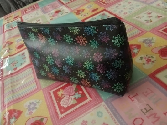 Rainbow Snowflakes Vinyl Makeup Bag