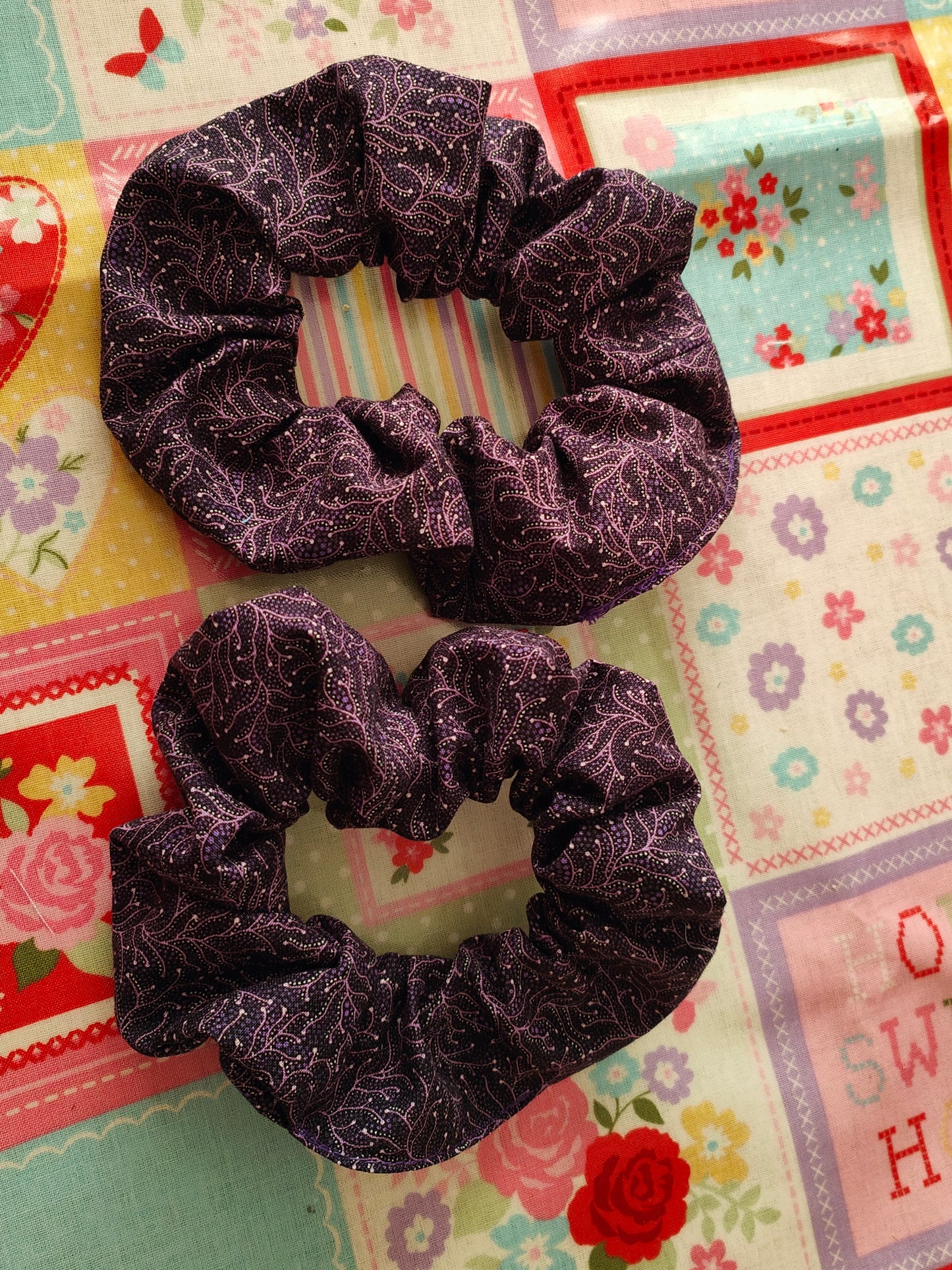 Dark Purple Print Scrunchie